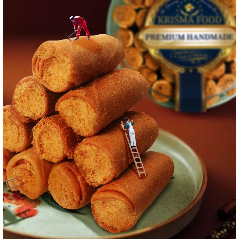 Guan Heong Chicken Floss Square Egg Roll and Product