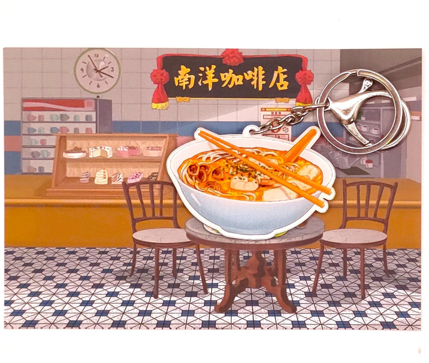 Singapore Chilli Crab Key Chain with Postcard Souvenir Gift Greeting Card