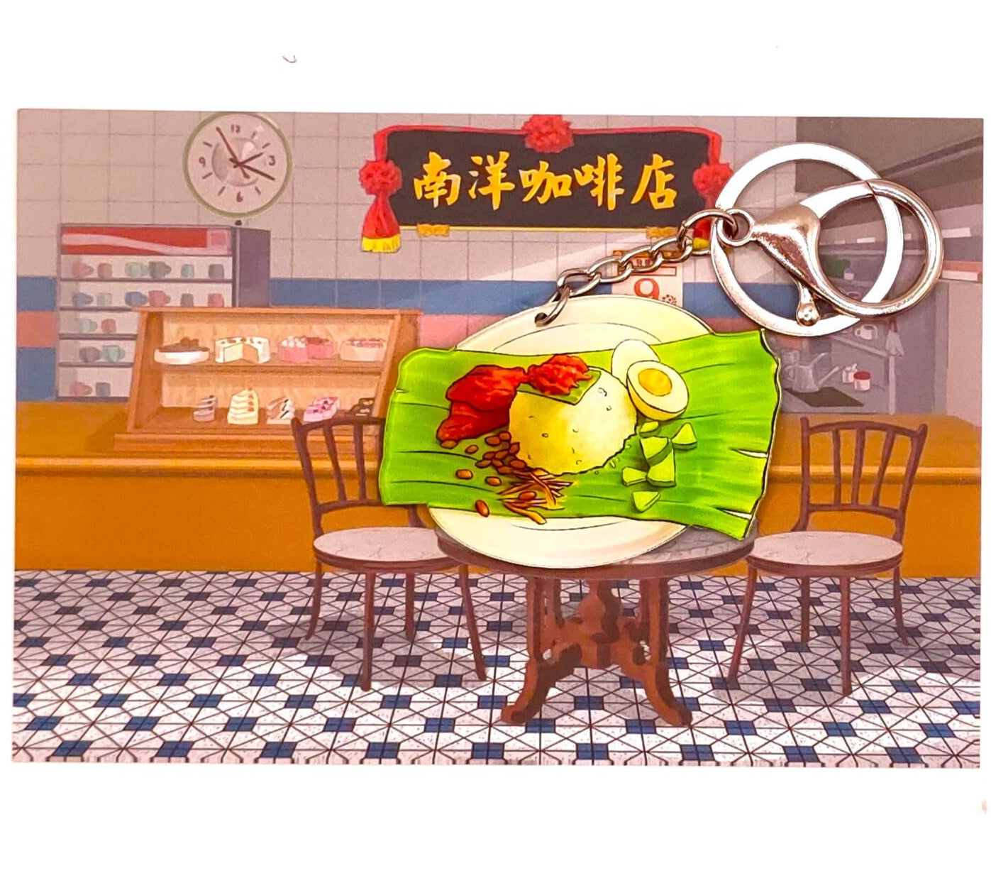Singapore Chilli Crab Key Chain with Postcard Souvenir Gift Greeting Card