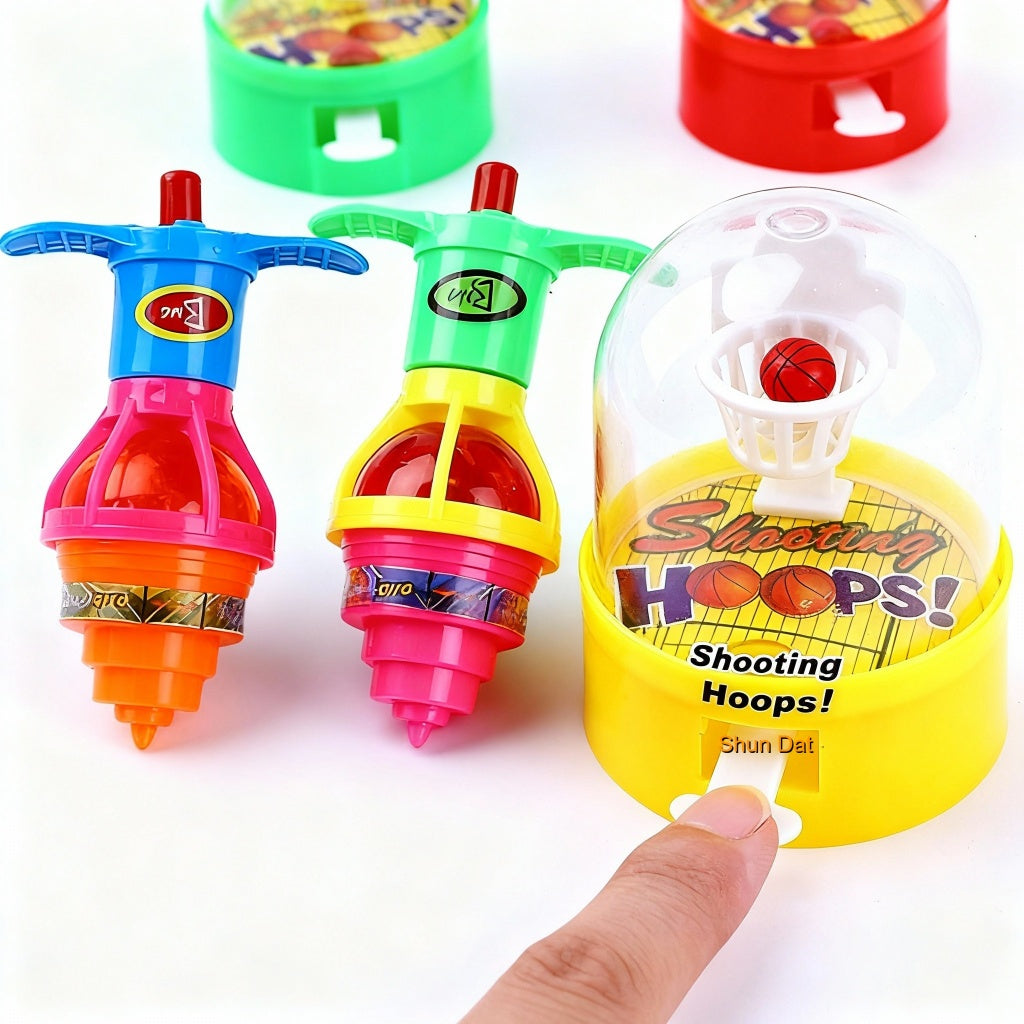 Childhood Toy Spinning Gyro, Pinball, Aeroplane with Light  and Mini Basketball