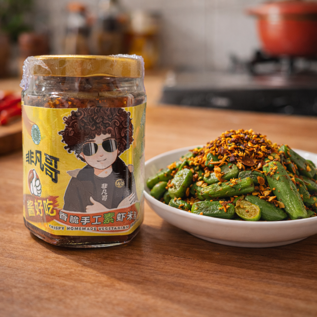 Crispy Homemade Vegetarian Dried Shrimp (Mild Spicy)