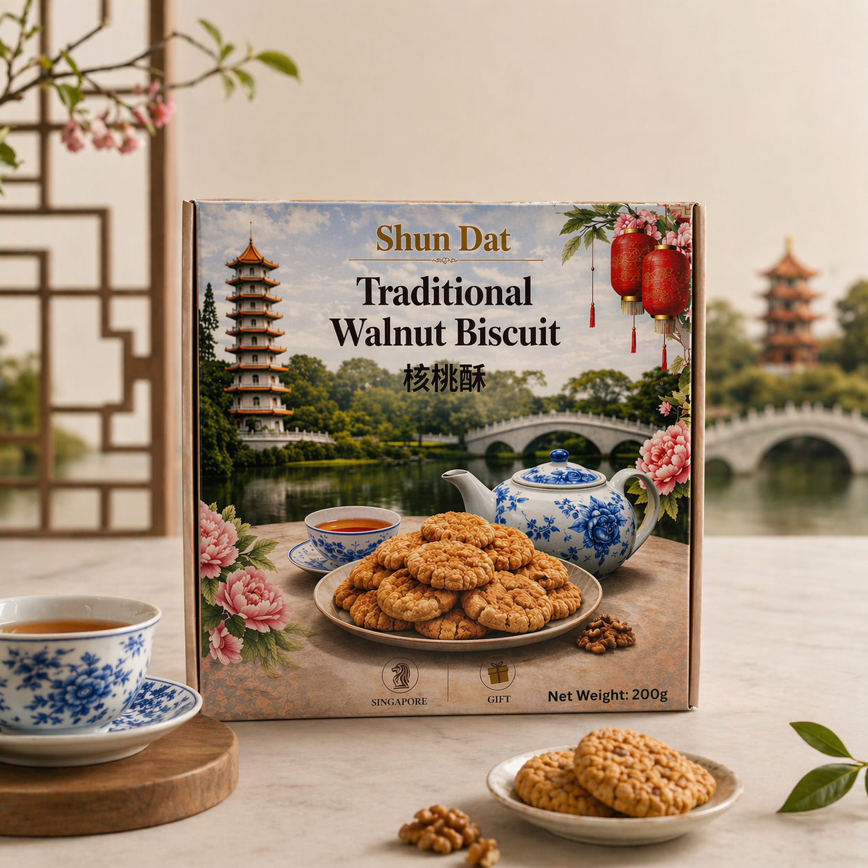 Traditional Walnut Biscuit (Singapore Tourist Souvenir Gift)
