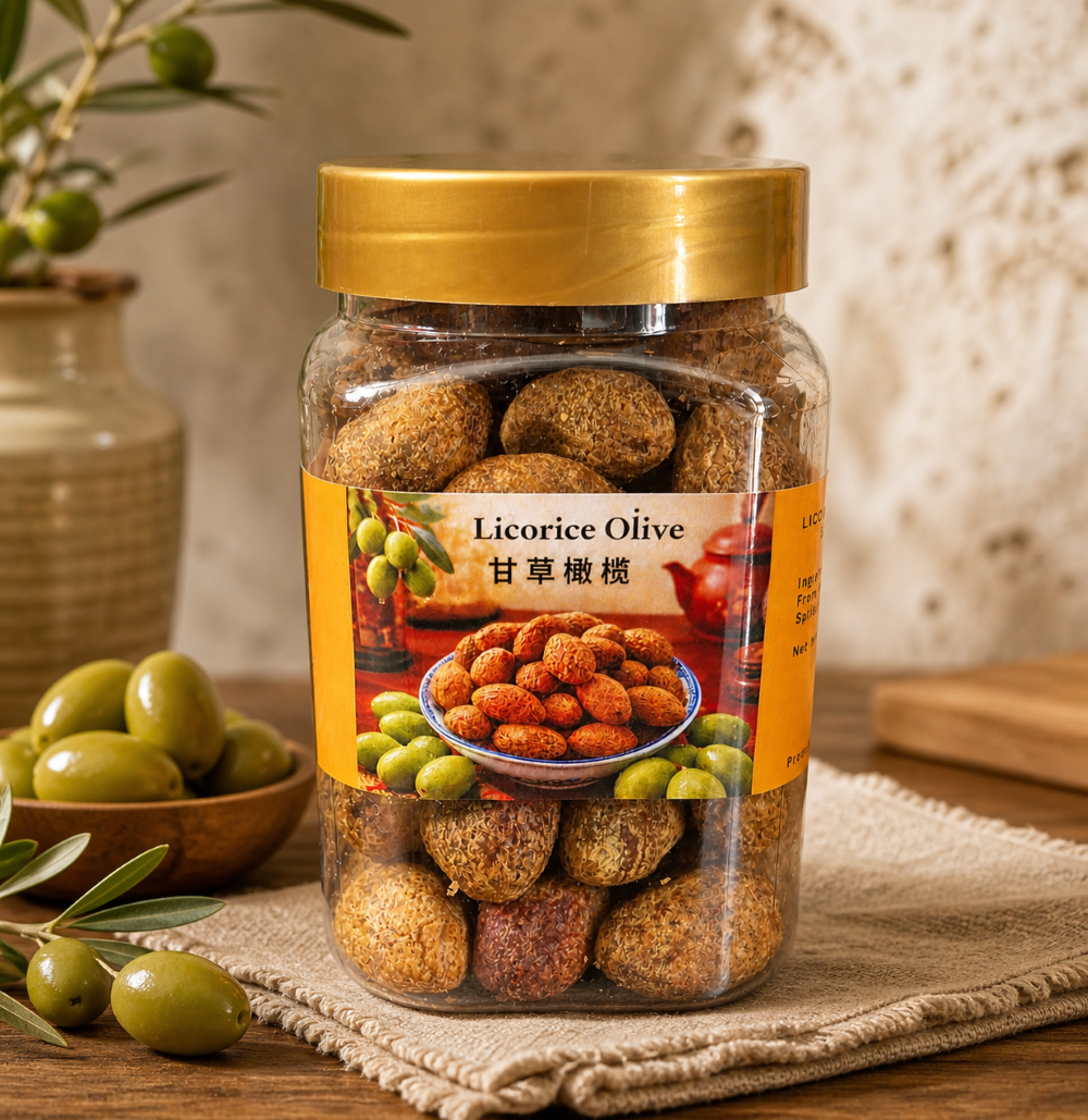 Dried Olive / Dried Peach / Liquorice Plum / Calamansi / Dried Pomelo Cube / Dried Roselle / Liquorice Kumquat / Loquat Fruit