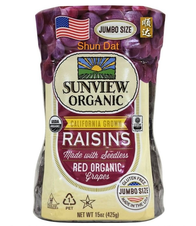 Sunview Organic Raisin ( Black Seedless Raisin / Red Raisin / Green Raisin) New Packaging