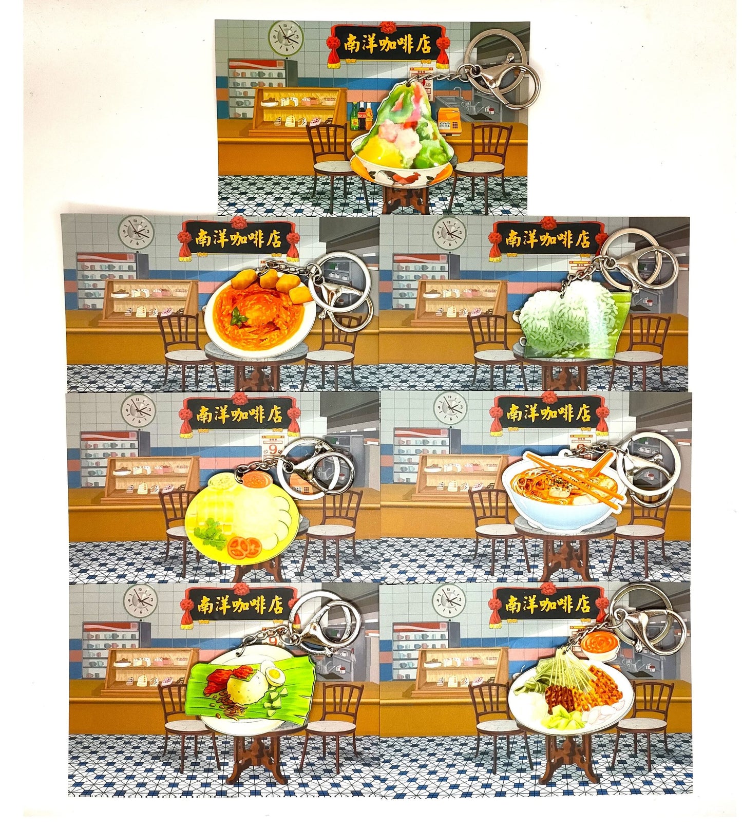 Singapore Laksa Key Chain with Postcard Souvenir Gift Greeting Card