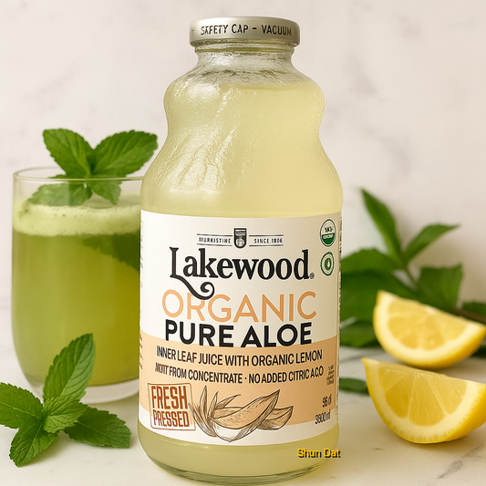 Lakewood Organic Pure Aloe Juice 32oz | Fresh Pressed® Aloe Vera Drink with Lemon