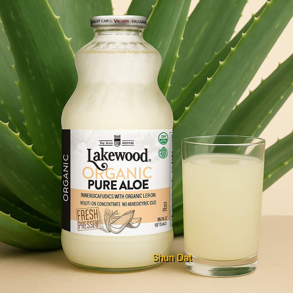 Lakewood Organic Pure Aloe Juice 32oz | Fresh Pressed® Aloe Vera Drink with Lemon