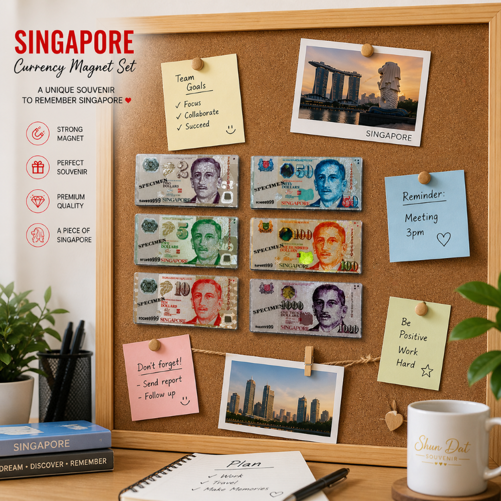 Singapore Banknote Fridge Magnet (SG Souvenir Gift /Office Notice Board Magnet)