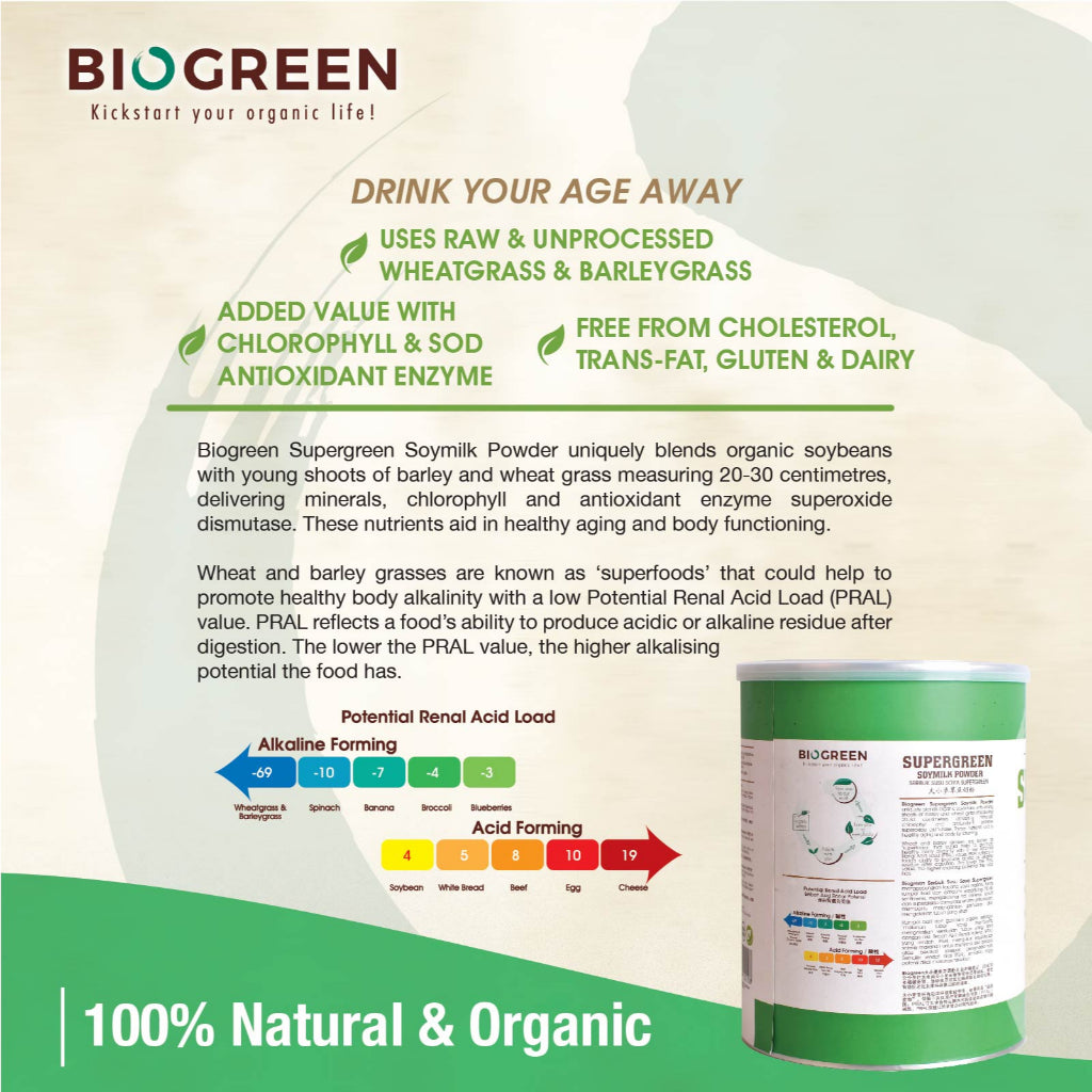 Biogreen Supergreen Soymilk (Organic Wheatgrass and Barleygrass)