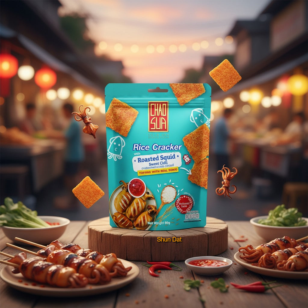 Chao Sua Rice Crackers With Fish Floss/Yom Yum Kung/ Roasted Squid and Products